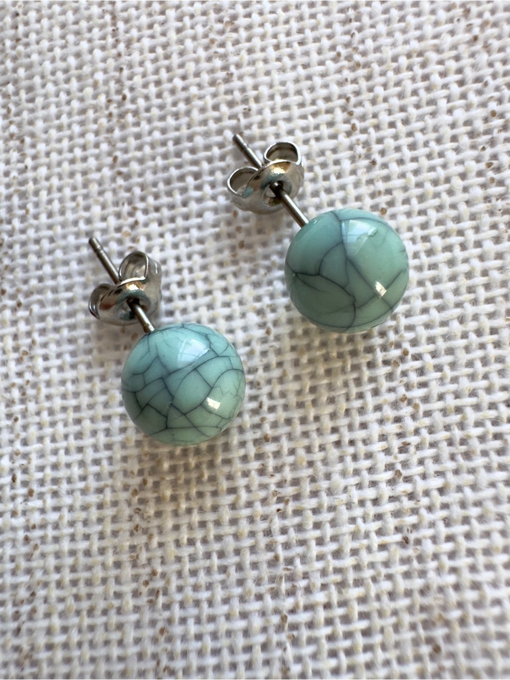Vintage Turquoise Ball Stud Earrings